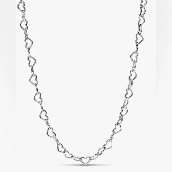 Pandora Silver Heart Link Necklace new in box - Picture 1 of 10